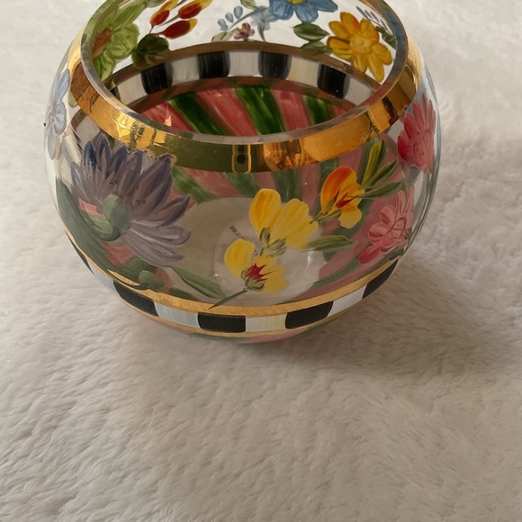 MacKenzie-Childs Hand-Painted Flower Market Glass Globe Vase/Candle Holder - Picture 10 of 14